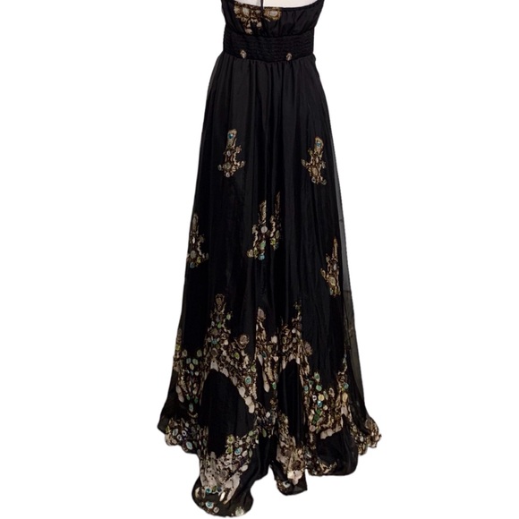 Halter Chiffon Gown Triangular Open Back Black